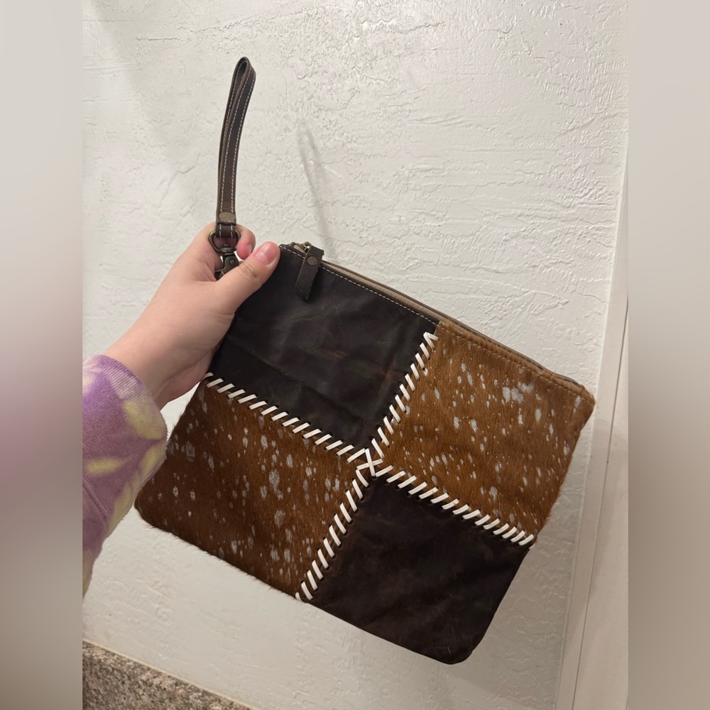 Cowhide and leather bag